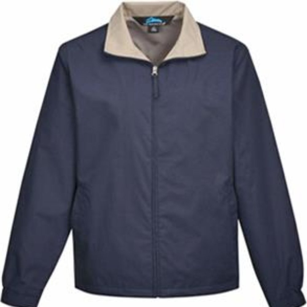 Tri-Mountain Navy Blue Tan Full Zip Jacket Size XL